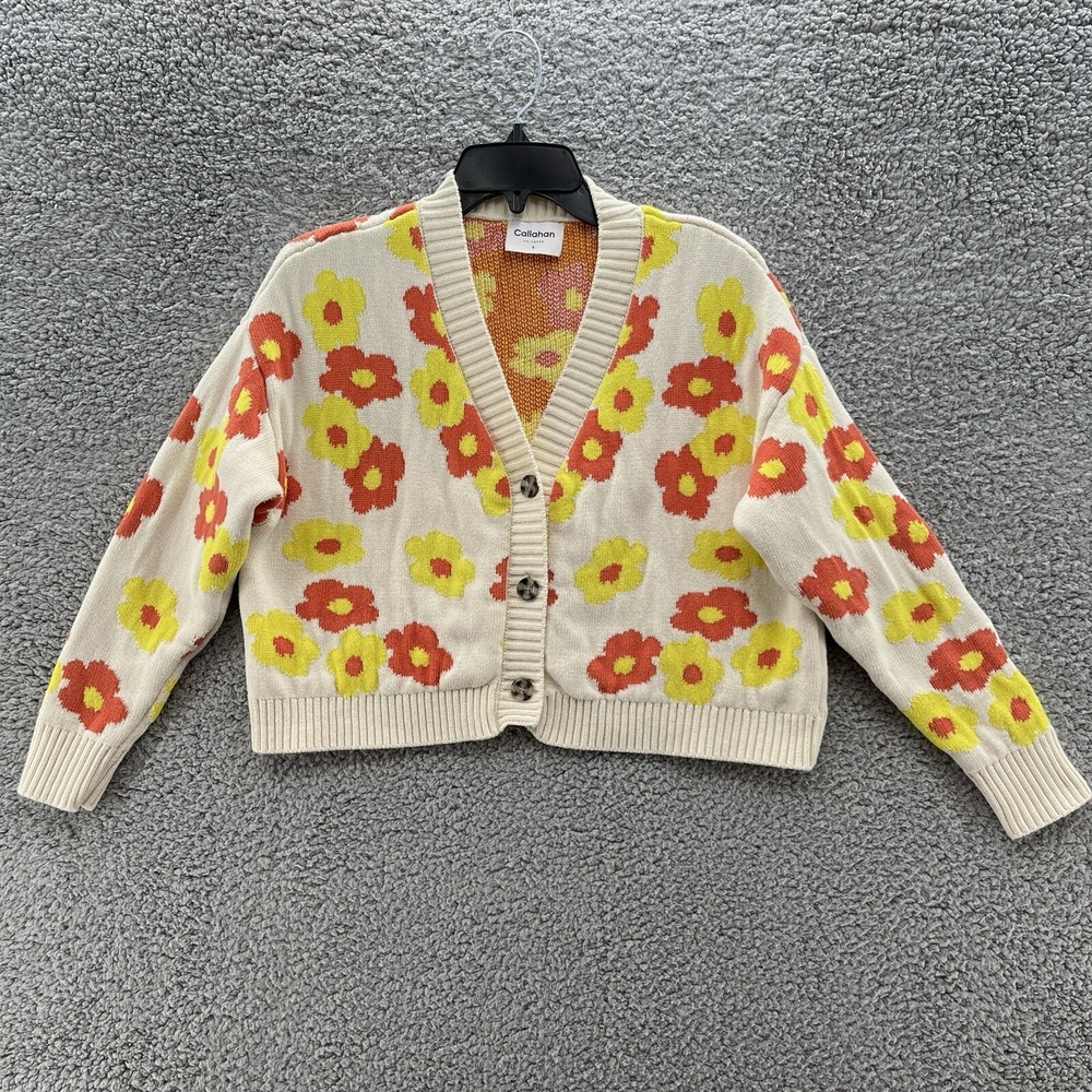 Revolve Callahan Knitwear Sweater Womens Small Flower Power Meg Crop Cardigan